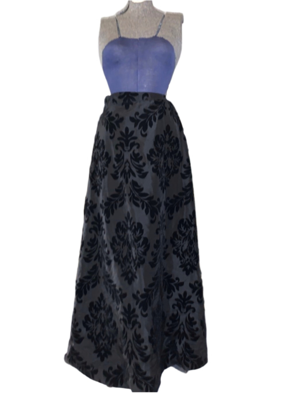 Women's Unbranded Black Damask Velvet Maxi Skirt M
